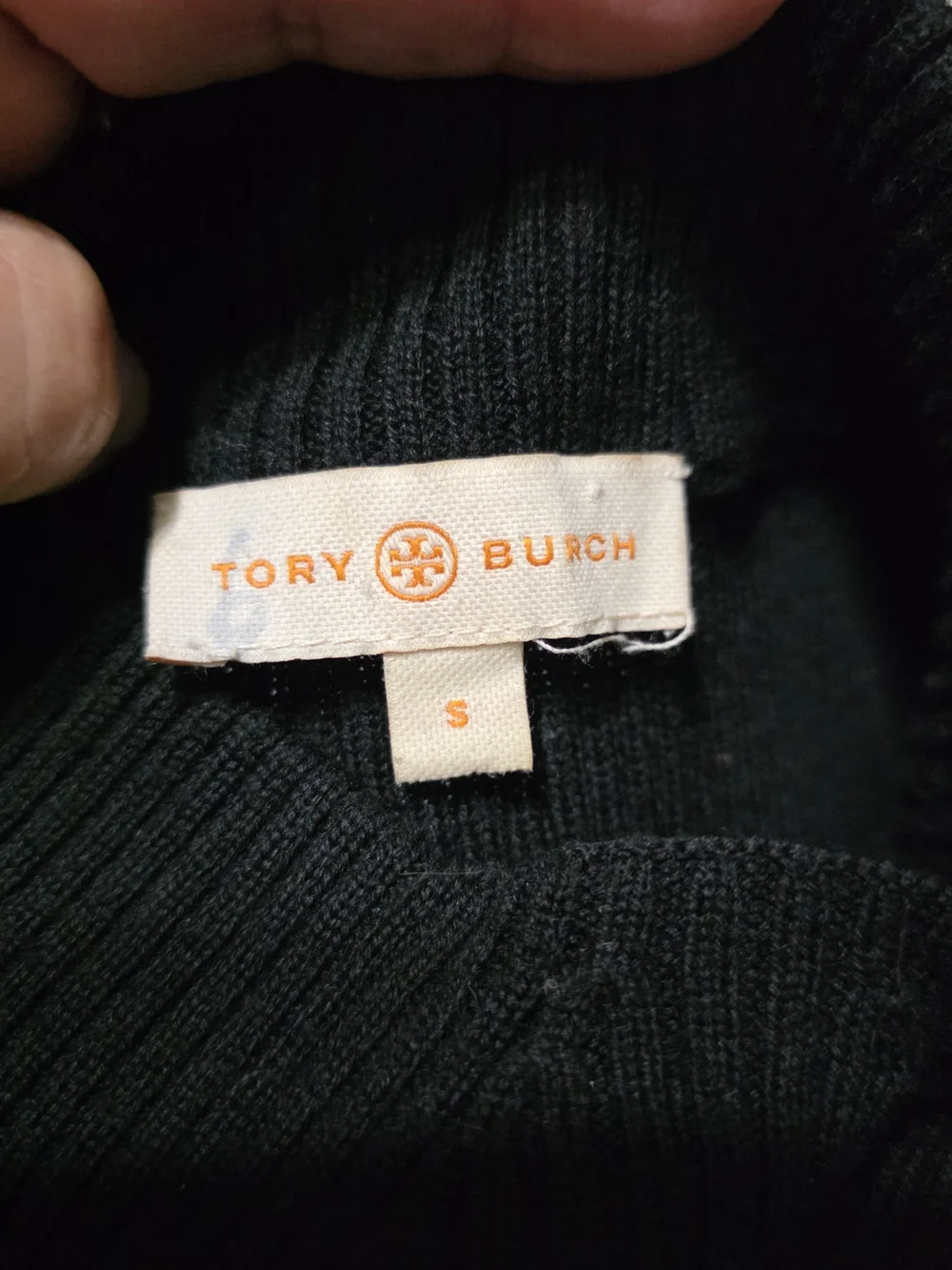 Tory Burch Black Ribbed Mock Neck Sweater Used Size S